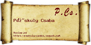 Páskuly Csaba névjegykártya