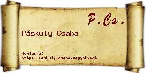 Páskuly Csaba névjegykártya
